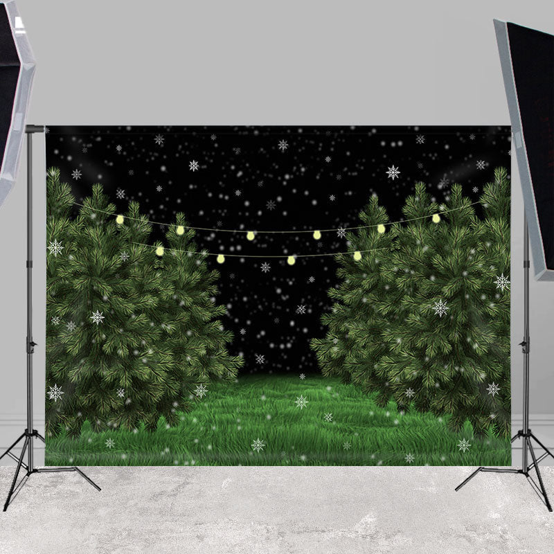 Lofaris Winter Snowflake Night Lights Tree Backdrops