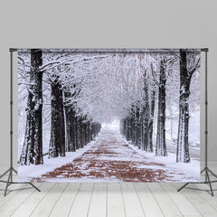 Lofaris Winter Sonw Forest Path Backdrop For Photo Shoot