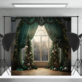Lofaris Winter Window Trees Backdrop For Christmas Photo