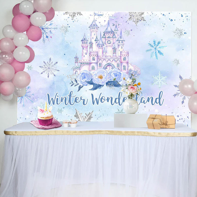 Lofaris Winter Wonderland Castle Snowy Birthday Backdrop