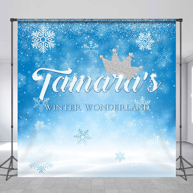 Lofaris Winter Wonderland Snowflake Custom Birthday Backdrop