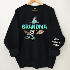 Lofaris Customized Witch Grandma Halloween Sweatshirt with Grandkids Names CL11