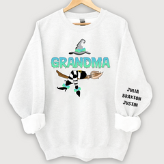 Lofaris Customized Witch Grandma Halloween Sweatshirt with Grandkids Names CL11