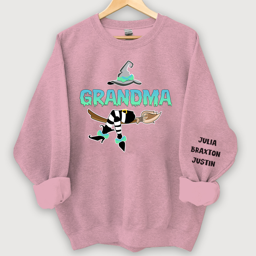 Lofaris Customized Witch Grandma Halloween Sweatshirt with Grandkids Names CL11