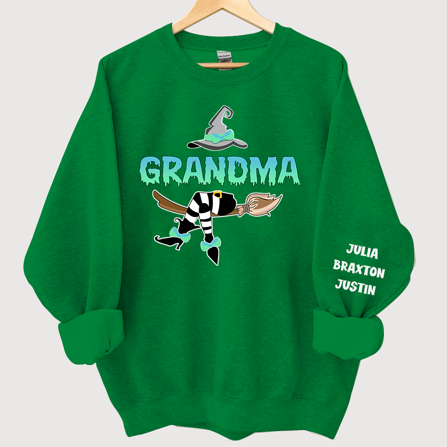 Lofaris Customized Witch Grandma Halloween Sweatshirt with Grandkids Names CL11