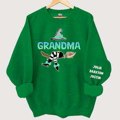 Lofaris Customized Witch Grandma Halloween Sweatshirt with Grandkids Names CL11