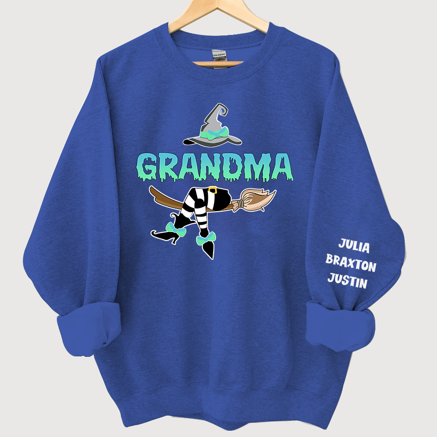 Lofaris Customized Witch Grandma Halloween Sweatshirt with Grandkids Names CL11