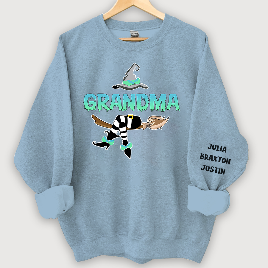 Lofaris Customized Witch Grandma Halloween Sweatshirt with Grandkids Names CL11
