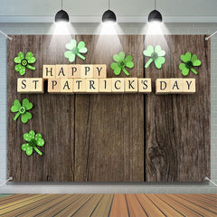 Lofaris Wood Board Buttons Clovers St Patricks Day Backdrop
