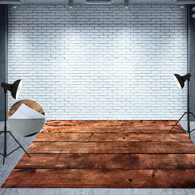 Lofaris Wood Board Reddish Brown Floor Mat For Photography
