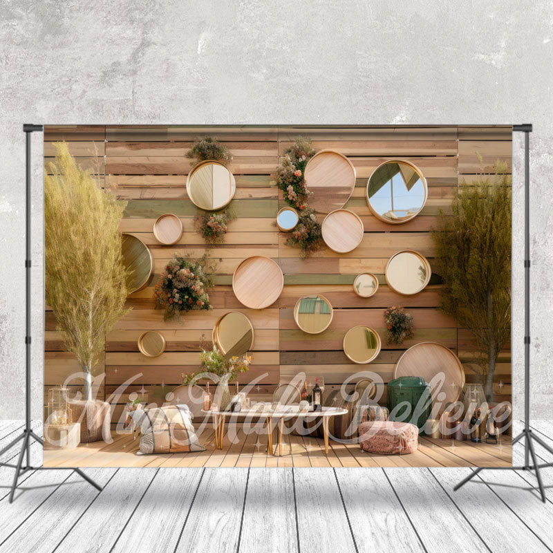 Lofaris Wood Board Wall Mirror Birthday Cake Smash Backdrop