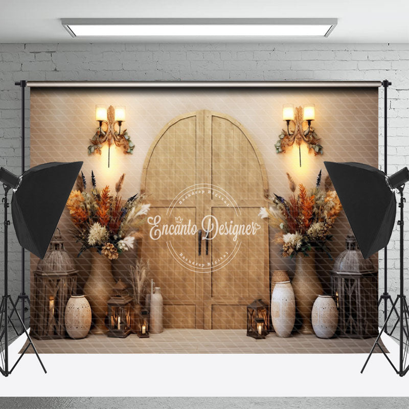 Lofaris Wood Door Vase Warm Newborn Boho Photo Backdrop