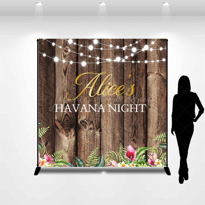 Lofaris Wood Floral Light Custom Name Havana Night Backdrop