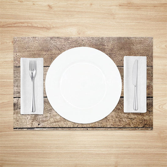 Lofaris Wood Plank Grain Texture Dining Set Of 4 Placemats