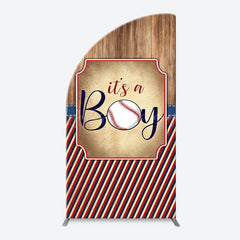 Lofaris Wood Red Black Stripe Boy Arch Baby Shower Backdrop