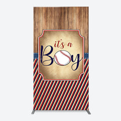 Lofaris Wood Red Black Stripe Boy Arch Baby Shower Backdrop