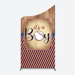Lofaris Wood Red Black Stripe Boy Arch Baby Shower Backdrop