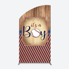Lofaris Wood Red Black Stripe Boy Arch Baby Shower Backdrop