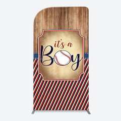 Lofaris Wood Red Black Stripe Boy Arch Baby Shower Backdrop