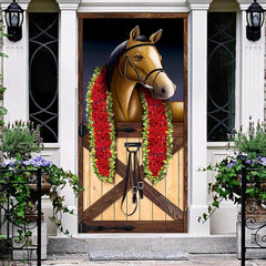Lofaris Wooden Stable Horse Racing Kentucky Derby Door Cover