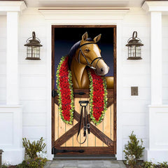 Lofaris Wooden Stable Horse Racing Kentucky Derby Door Cover