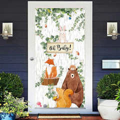 Lofaris Woodland Wild Green Leaves Baby Shower Door Cover