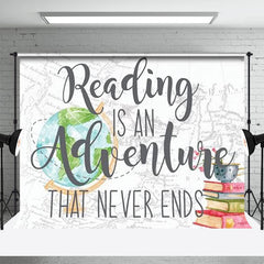 Lofaris World Map Globe Books Floral Book Day Backdrop