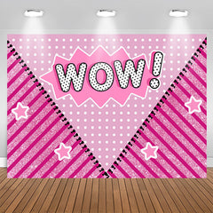 Lofaris Wow Pink Sparkle Stripe Birthday Backdrop For Girls