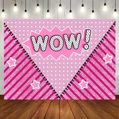 Lofaris Wow Pink Sparkle Stripe Birthday Backdrop For Girls