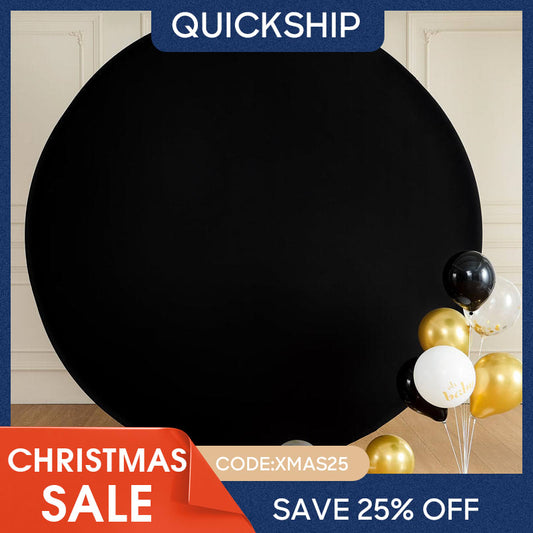(Ship In 24HR) Wrinkle Free Black Round Backdrop Circle Cover