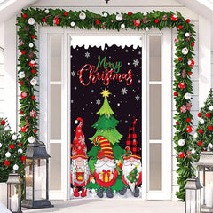 Lofaris Xmas Tree Dwarfs Black Snowman Christmas Door Cover