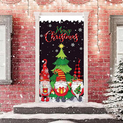 Lofaris Xmas Tree Dwarfs Black Snowman Christmas Door Cover