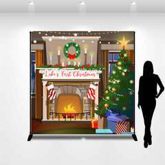 Lofaris Xmas Tree Fireplace Custom Name Christmas Backdrop