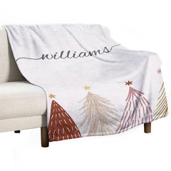 Lofaris Xmas Tree Painting Beige Custom Christmas Blanket