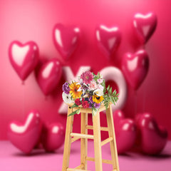 Lofaris Xo Pink Heart Balloon Valentines Day Photo Backdrop