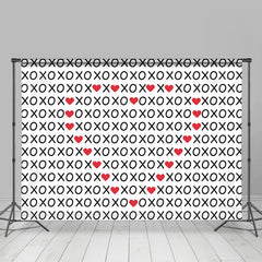 Lofaris Xo Red Heart Text White Valentines Day Backdrop