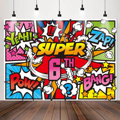 Lofaris Yeah Zap Pow Caricature Super 6th Birthday Backdrop