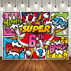Lofaris Yeah Zap Pow Caricature Super 6th Birthday Backdrop