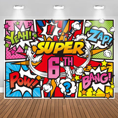 Lofaris Yeah Zap Pow Caricature Super 6th Birthday Backdrop