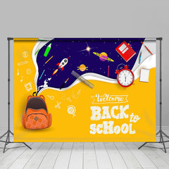 Lofaris Yellow Bags Galaxy Welcome Back To School Backdrop