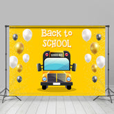 Lofaris Yellow Balloons Bus Back To School Party Backdrop