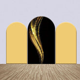 Lofaris Yellow Black Gold Sparkle Abstract Arch Backdrop Kit