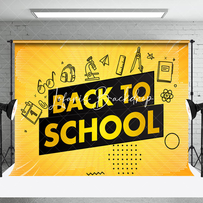Lofaris Yellow Black Stationery Line Back To School Backdrop