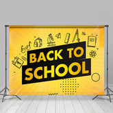 Lofaris Yellow Black Stationery Line Back To School Backdrop