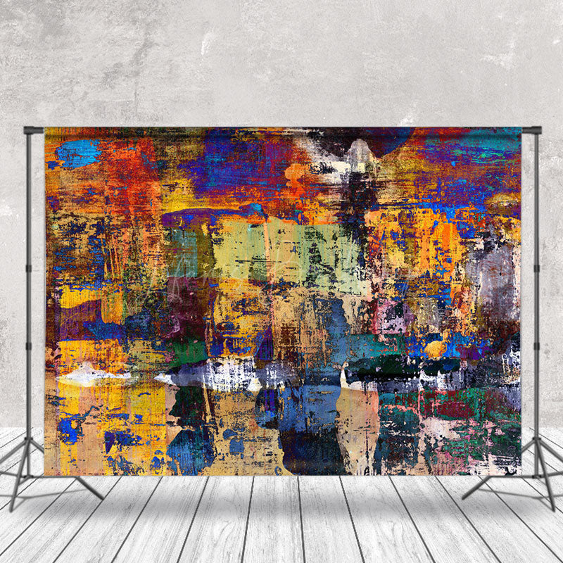 Lofaris Yellow Blue Abstract Graffiti Wall Photo Backdrop