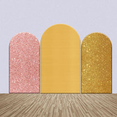 Lofaris Yellow Brown Rose Gold Glitter Arch Backdrop Kit