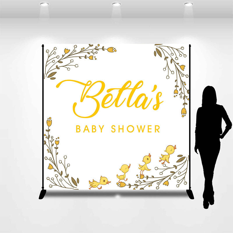 Lofaris Yellow Cute Bird Plant Custom Baby Shower Backdrop
