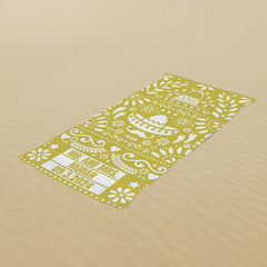 Lofaris Yellow Fiesta Custom Name Couple Beach Towel