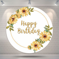 Lofaris Yellow Floral White Boho Round Backdrop For Birthday