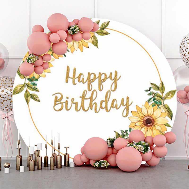 Lofaris Yellow Floral White Boho Round Backdrop For Birthday